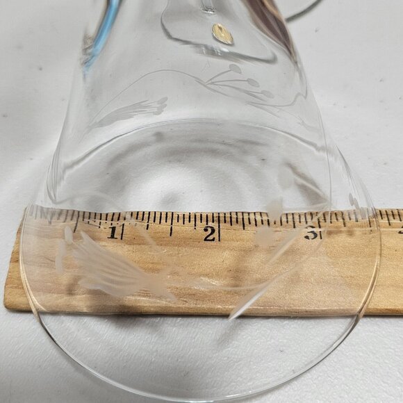 3 Vintage Flowers Crystal Wine Glasses 7.5" made in Romania etched leaf garland - Picture 11 of 11